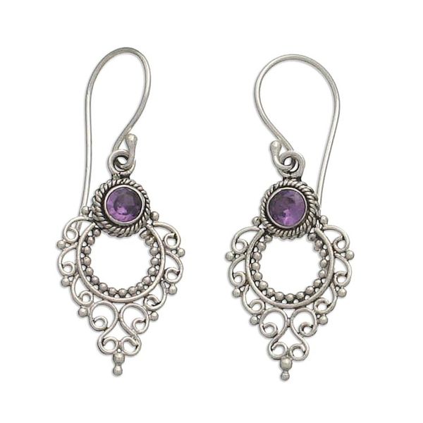 Alternate image for Sterling Silver Amethyst Dangle Earrings Joy