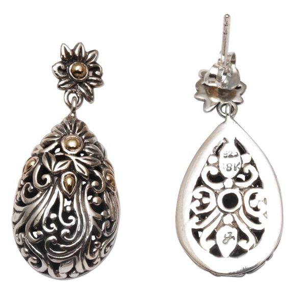Alternate image for 18k Gold Accent Silver Floral Dangle Earrings from Bali Flower Berries
