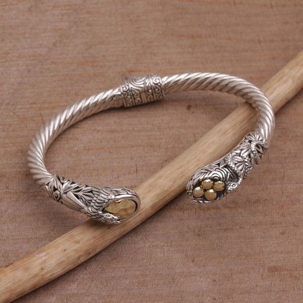 Alternate image for Gold Accent Animal-Themed Cuff Bracelet from Bali Fight for Survival