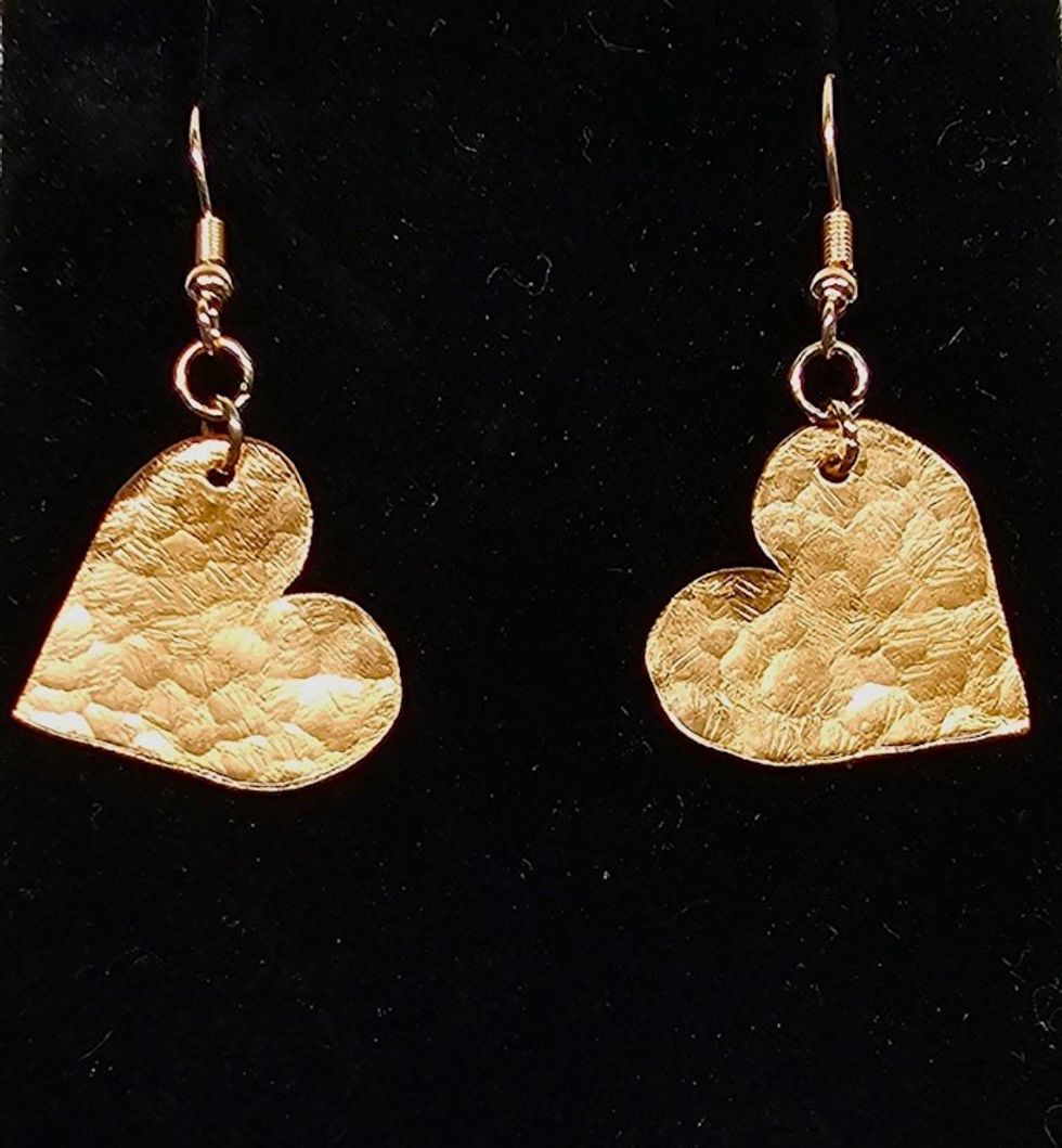 Copper heart earrings, small