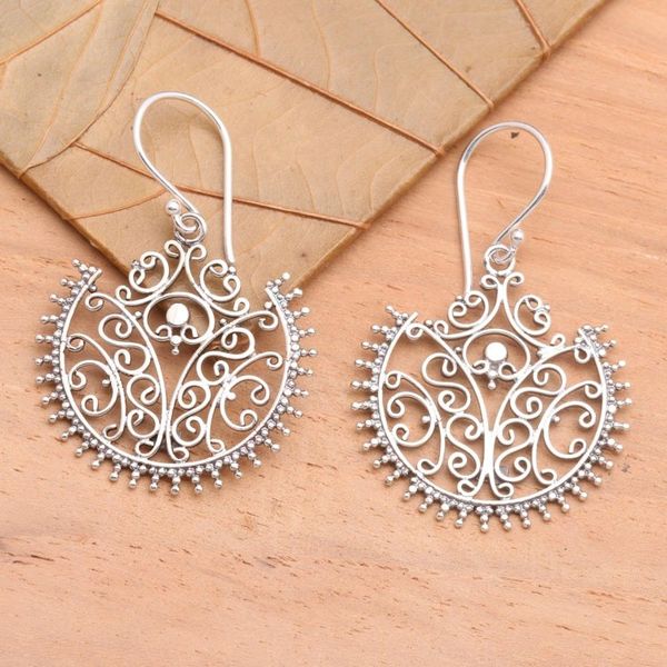 Alternate image for Sterling Silver Dangle Earrings Lace Fan