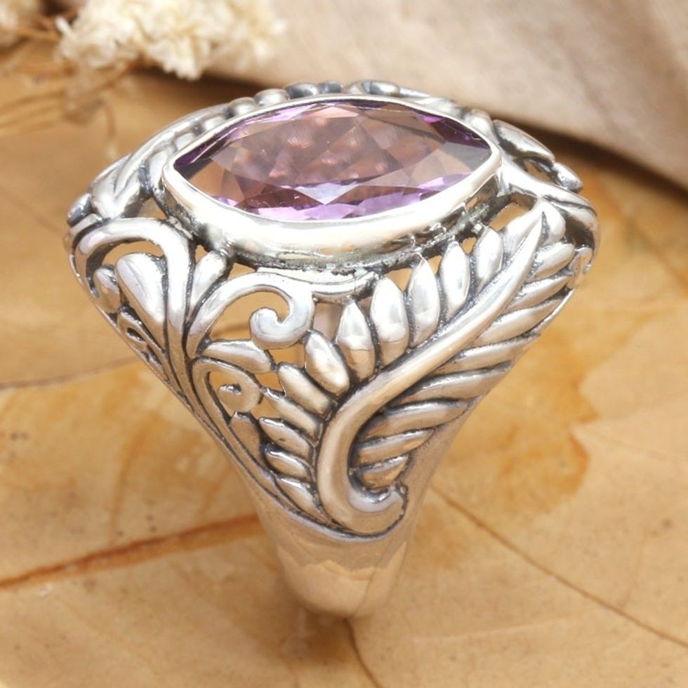 Amethyst single stone ring 'Joyous Jungle'