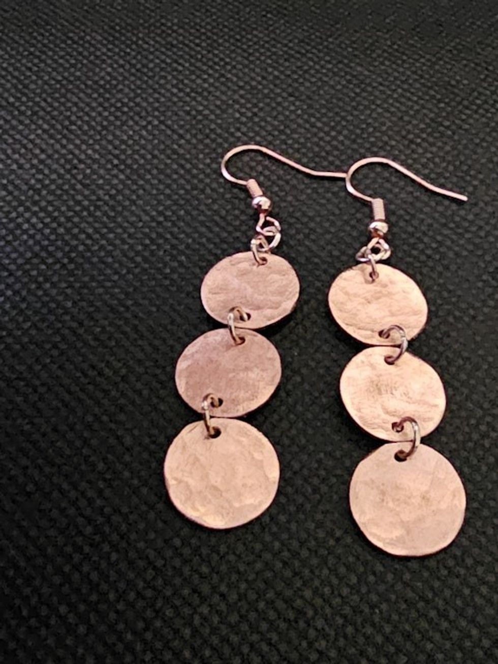 Copper Disc Dangle Earrings