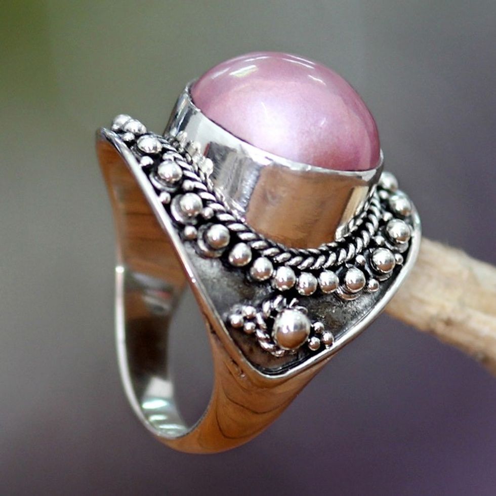 Pearl cocktail ring 'Rose Bali'