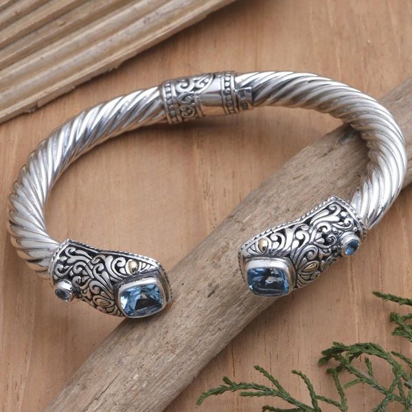 Alternate image for Gold-Accented Blue Topaz Cuff Bracelet Live in Hope