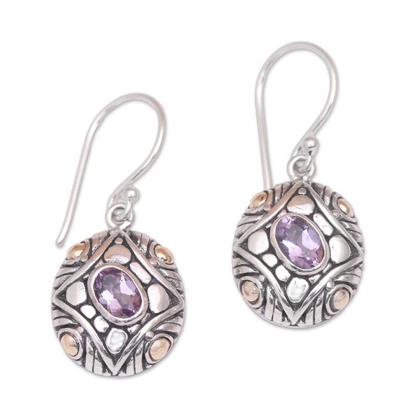 Alternate image for Amethyst 18K Gold Accented Sterling Silver Dangle Earrings Jungle Diamonds