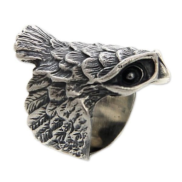 Alternate image for Sterling Silver Cocktail Ring Owl in Flight