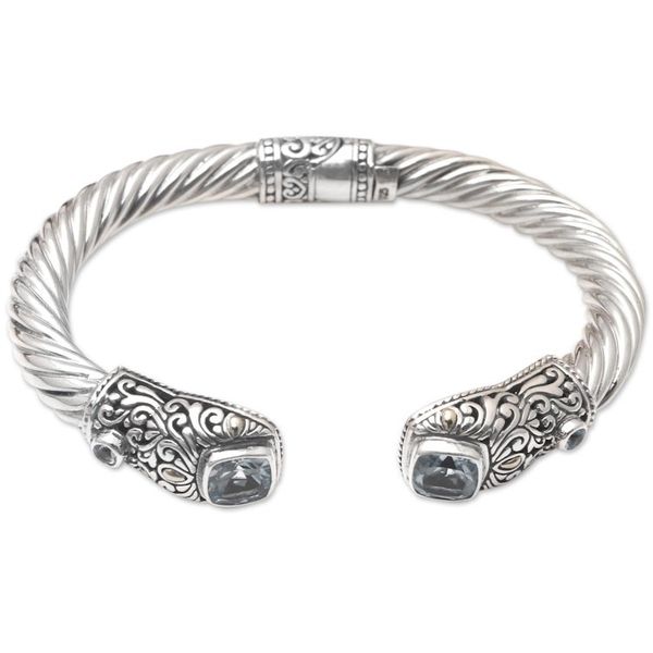 Alternate image for Gold-Accented Blue Topaz Cuff Bracelet Live in Hope