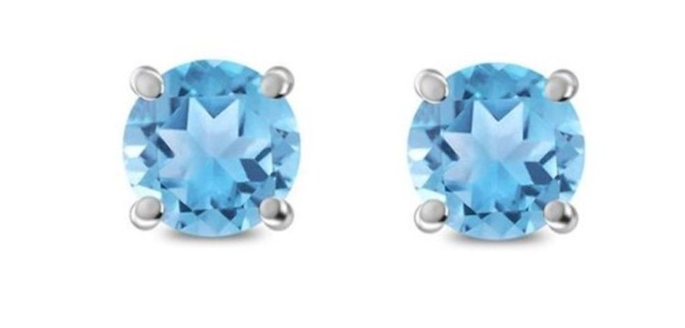 Sterling Silver Blue Topaz Stud Earrings