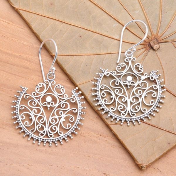 Alternate image for Sterling Silver Dangle Earrings Lace Fan
