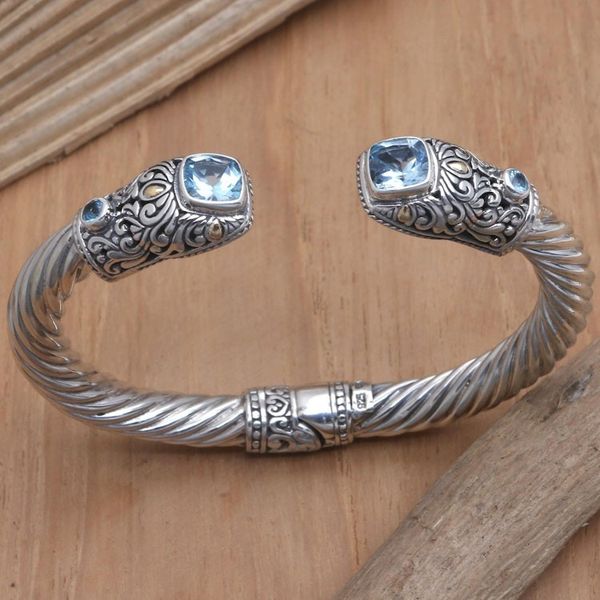 Alternate image for Gold-Accented Blue Topaz Cuff Bracelet Live in Hope