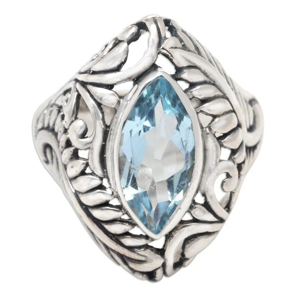 Alternate image for Blue topaz single stone ring Joyous Jungle