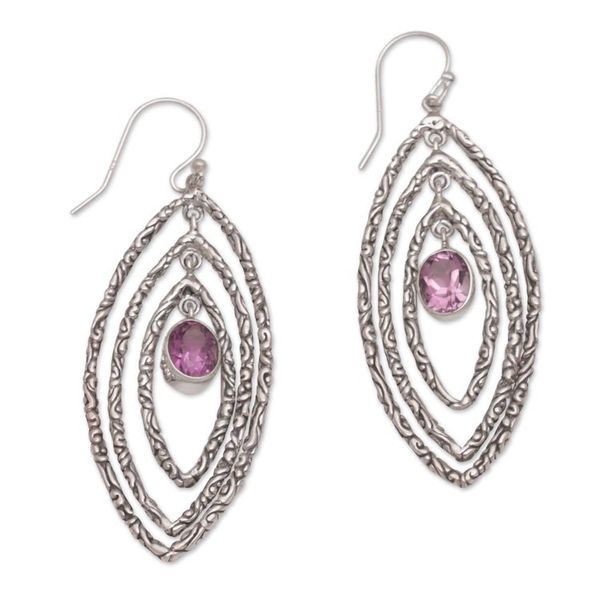 Alternate image for Amethyst and Sterling Silver Dangle Earrings from Bali Illusive Eyes