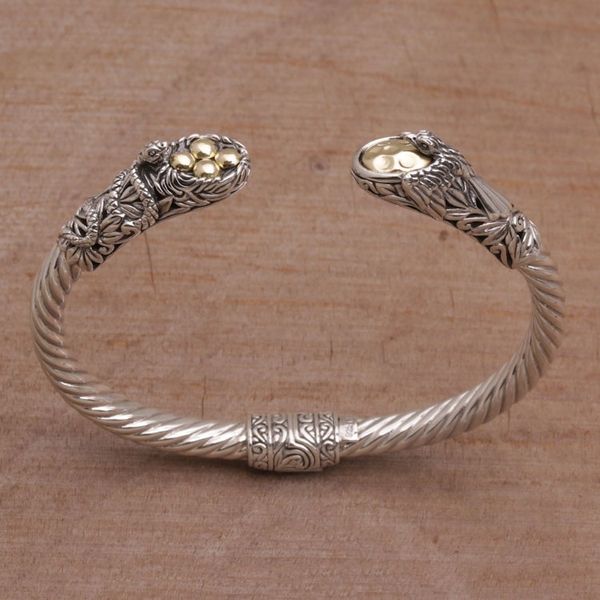 Alternate image for Gold Accent Animal-Themed Cuff Bracelet from Bali Fight for Survival