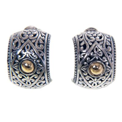 Alternate image for Artisan Crafted Floral Half Hoop Earrings with Gold Accent Garden Shine