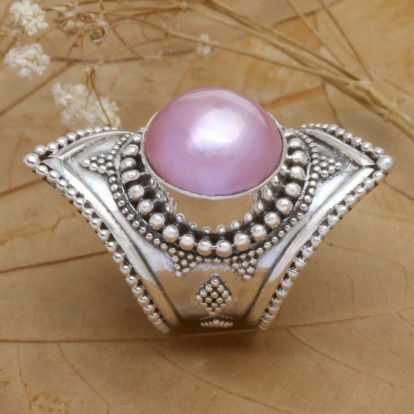 Alternate image for Pearl cocktail ring Glowing Rose