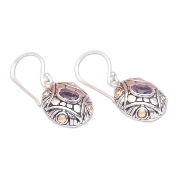 Alternate image for Amethyst 18K Gold Accented Sterling Silver Dangle Earrings Jungle Diamonds