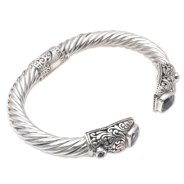 Alternate image for Gold-Accented Blue Topaz Cuff Bracelet Live in Hope