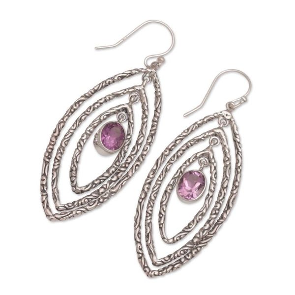 Alternate image for Amethyst and Sterling Silver Dangle Earrings from Bali Illusive Eyes
