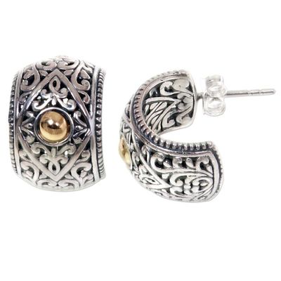 Alternate image for Artisan Crafted Floral Half Hoop Earrings with Gold Accent Garden Shine