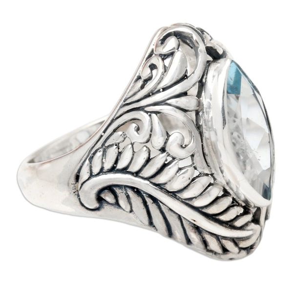 Alternate image for Blue topaz single stone ring Joyous Jungle
