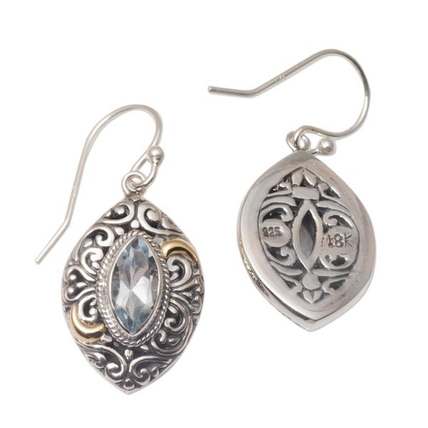 Alternate image for Gold-accented Blue Topaz Swirl Motif Dangle Earrings Defiant Beauty