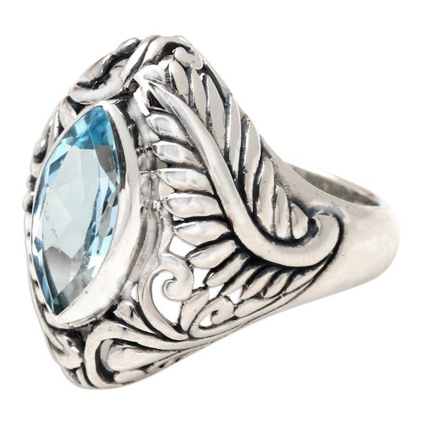 Alternate image for Blue topaz single stone ring Joyous Jungle