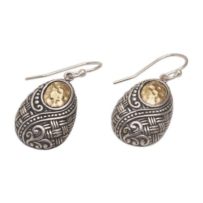 Alternate image for Ornately Detailed 18k Gold and Sterling Silver Earrings Infinite Sunshine