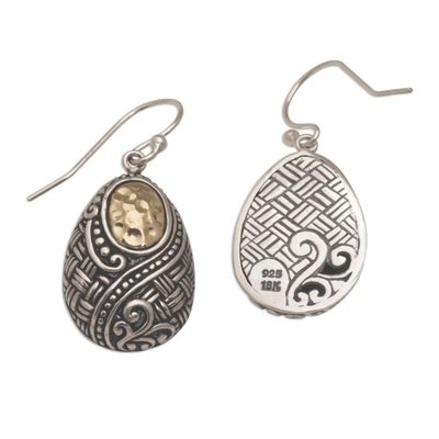 Alternate image for Ornately Detailed 18k Gold and Sterling Silver Earrings Infinite Sunshine