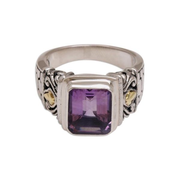 Alternate image for Amethyst Gold Accent and Sterling Silver Single Stone Ring Purple Extravaganza