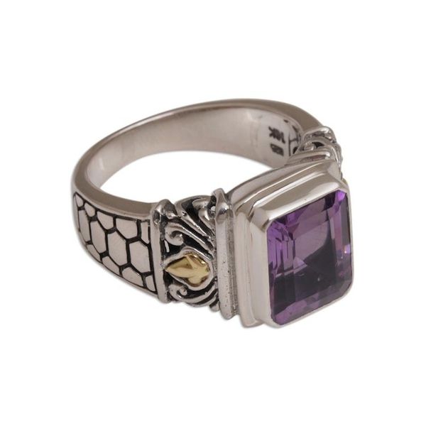 Alternate image for Amethyst Gold Accent and Sterling Silver Single Stone Ring Purple Extravaganza