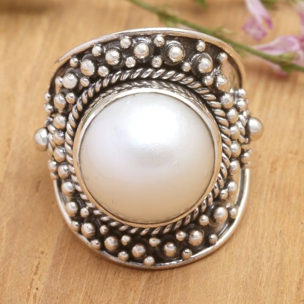 Alternate image for Sterling Silver and Pearl Cocktail Ring Cloud Princess