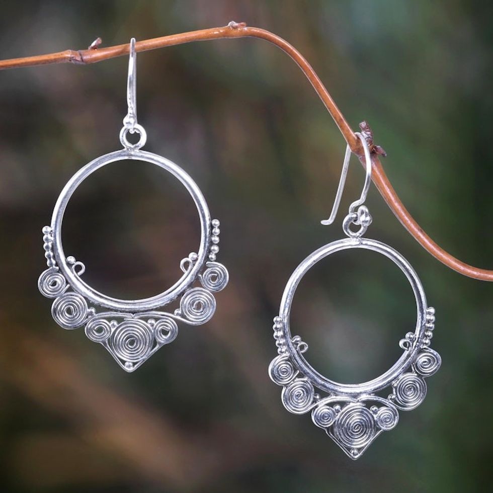 Sterling silver dangle earrings 'Life Cycles'