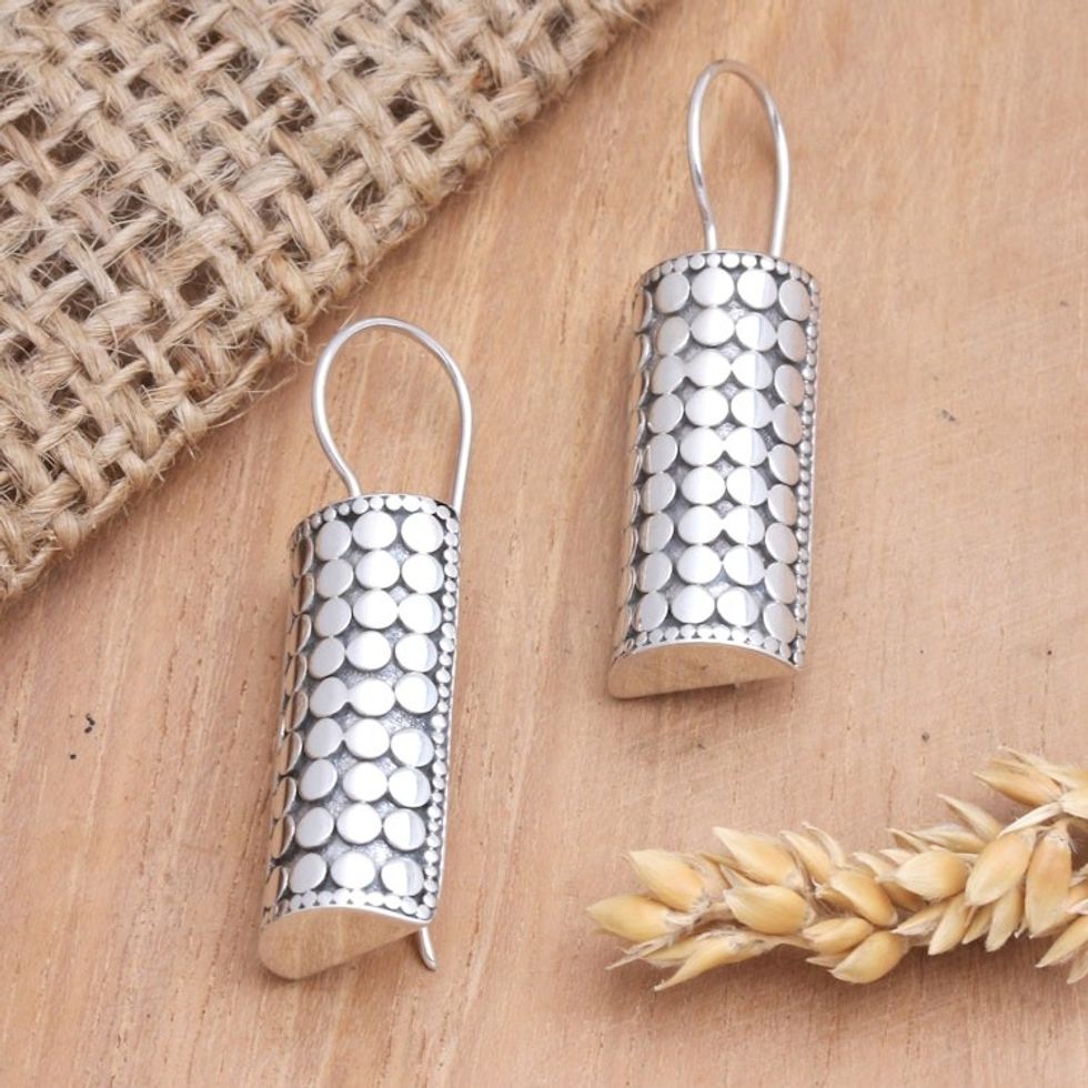 Unique Sterling Silver Drop Earrings 'Moon Lantern'