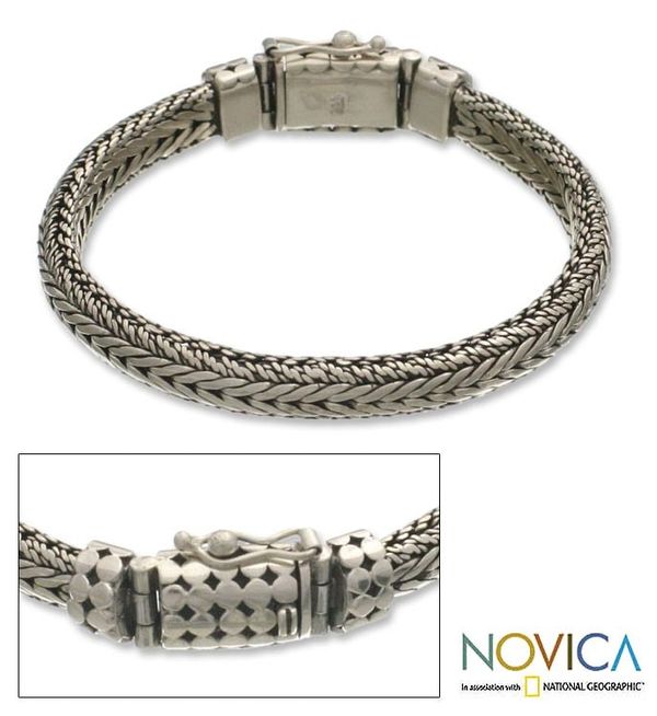 Alternate image for Mens Handcrafted Sterling Silver Braided Bracelet Open Mind