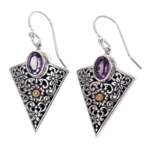 Alternate image for Triangular Dangle Earrings with Amethysts in Sterling Silver Miracle