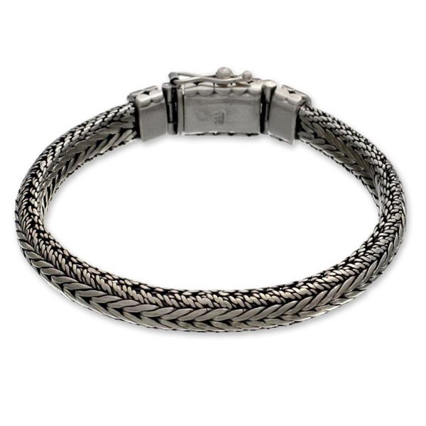 Alternate image for Mens Handcrafted Sterling Silver Braided Bracelet Open Mind