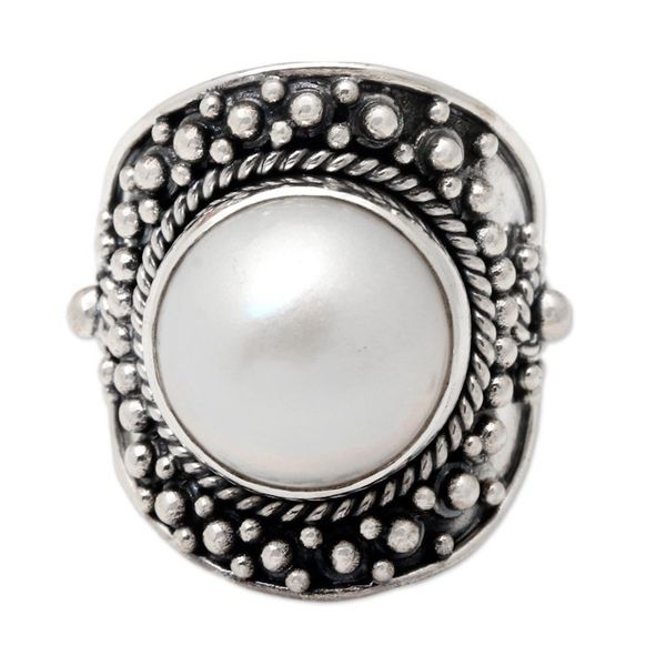 Alternate image for Sterling Silver and Pearl Cocktail Ring Cloud Princess