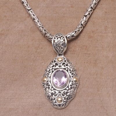 Alternate image for Gold Accented Blue Topaz Floral Dangle Earrings from Bali Floral Dew