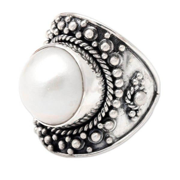 Alternate image for Sterling Silver and Pearl Cocktail Ring Cloud Princess