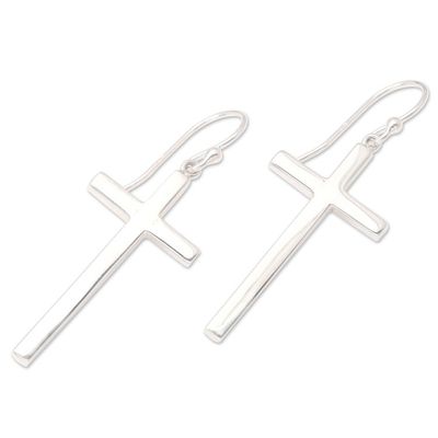 Alternate image for Sterling Silver Cross Earrings Luminous Faith
