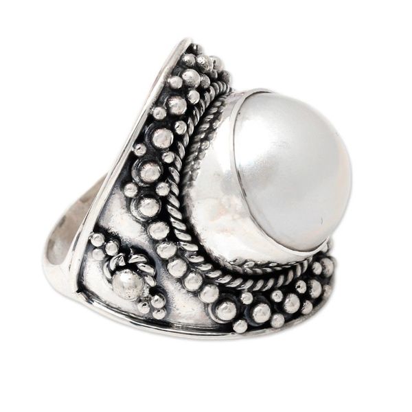 Alternate image for Sterling Silver and Pearl Cocktail Ring Cloud Princess