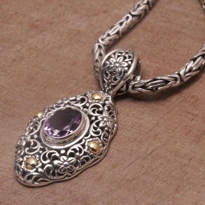 Alternate image for Gold Accented Blue Topaz Floral Dangle Earrings from Bali Floral Dew