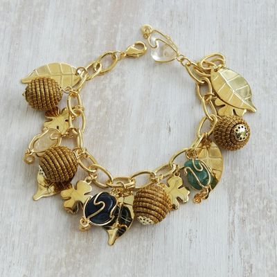 Alternate image for Gold Plated Agate and Citrine Charm Bracelet from Brazil Clover Leaves