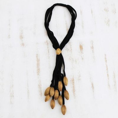 Alternate image for Golden Grass Natural Fiber Bolo Necklace Natural Gold
