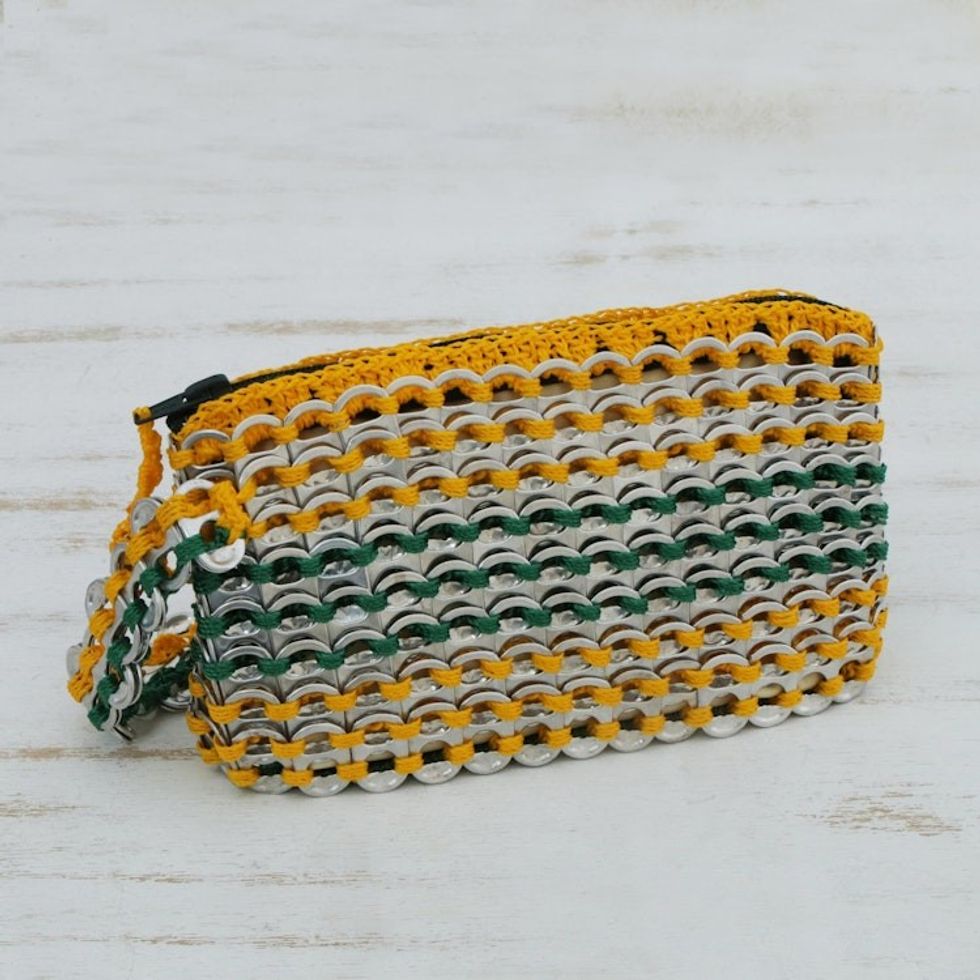 Soda pop-top wristlet bag 'Brazilian Spark'