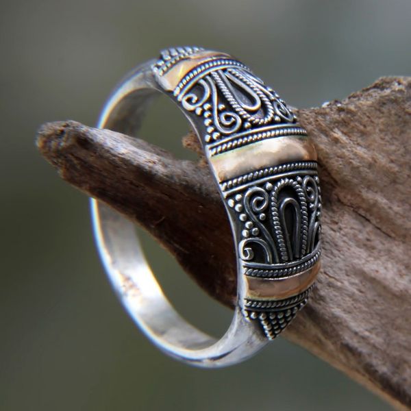 Alternate image for Bali Artisan Crafted 18k Gold Accent Cocktail Ring Pride and Glory