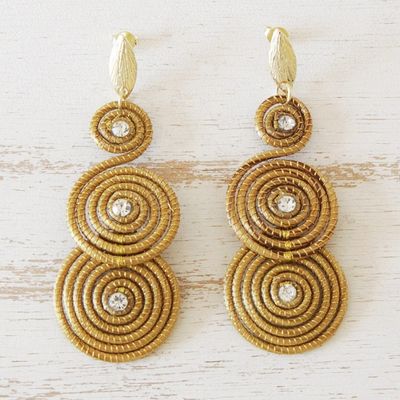 Alternate image for Gold Accent Golden Grass Earrings with Rhinestones Whirlaway