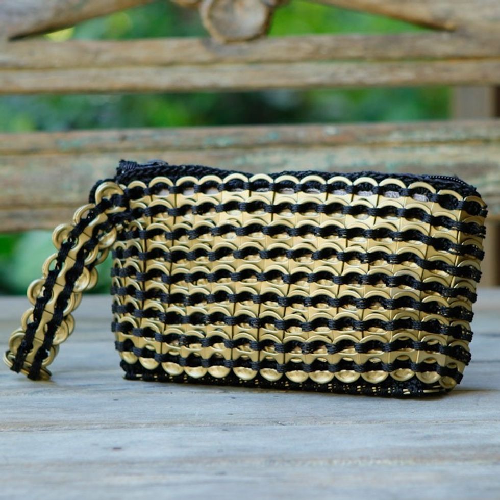 Eco-Friendly Zippered Golden Soda Pop-Top Cosmetic Bag 'Eco-Routine in Golden'