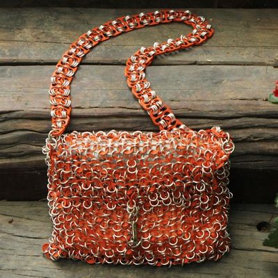 Alternate image for Hand Crafted Evening Bag with Shimmery Orange Soda Pop Tops Shimmery Orange